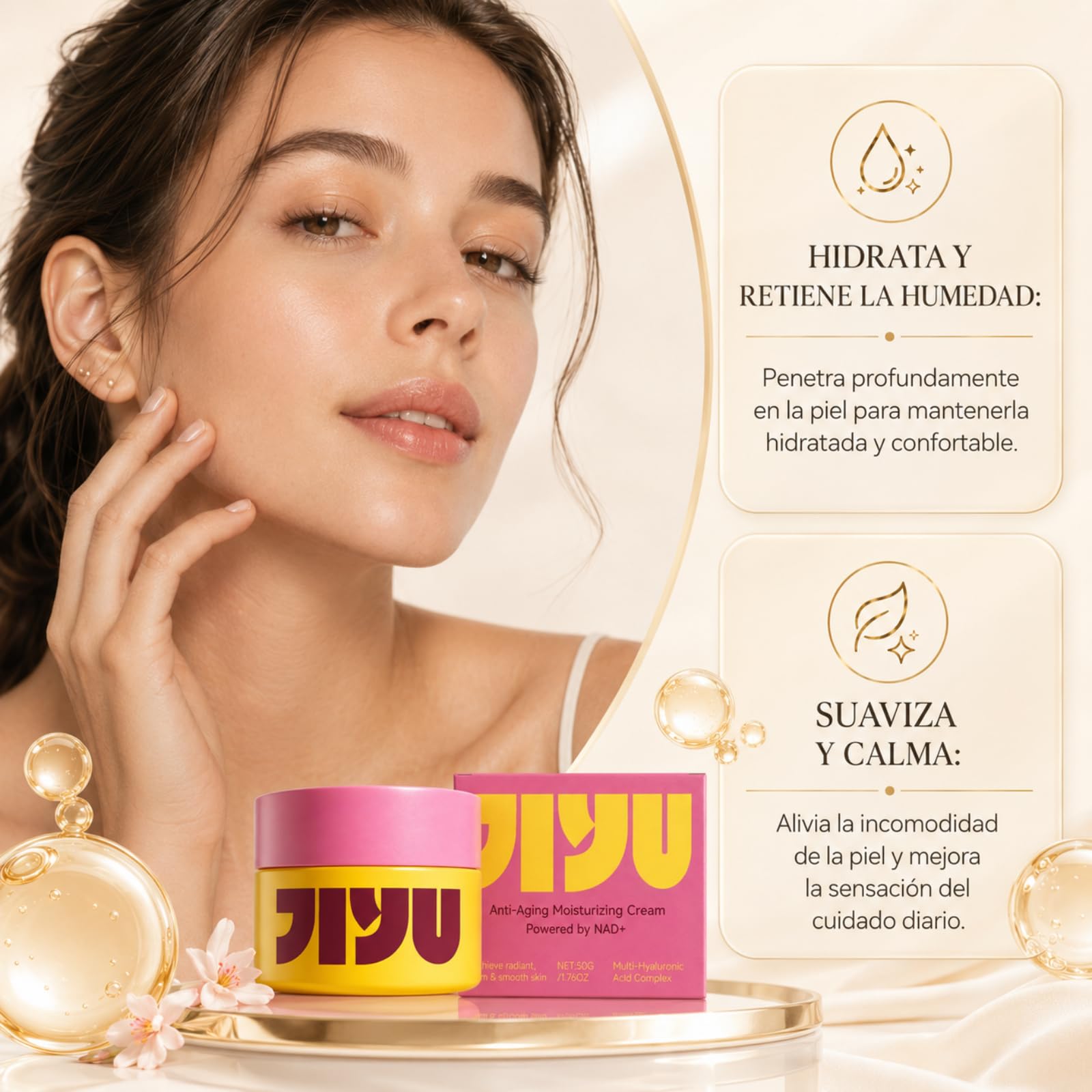 Jiyu Original Anti Yiyu Crema Coreana Antiedad Crema Facial Nutritiva con Acabado Suave para Rutina de Día y Noche