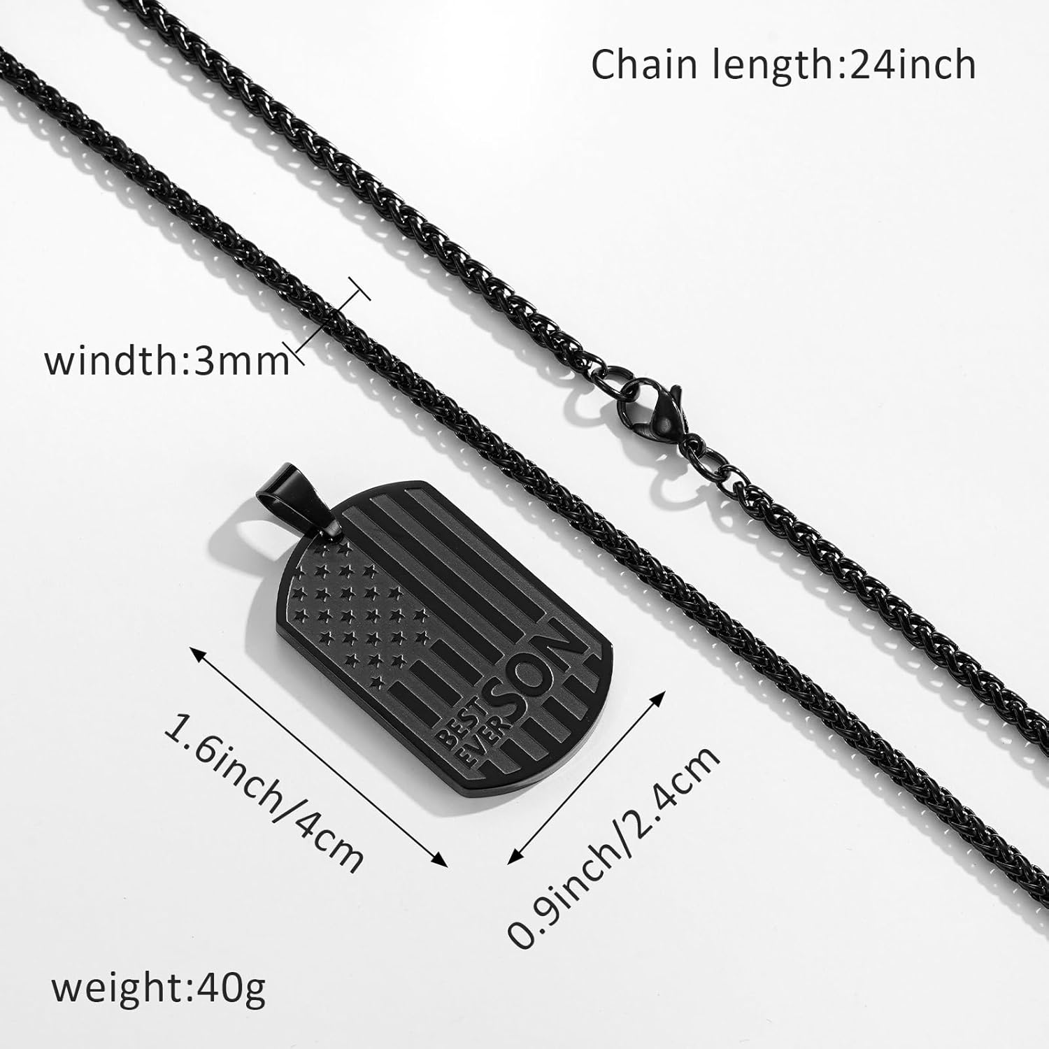 Valentines Day Gifts for Him - Best Dad Son Brother Grandson Grandpa Boyfriend Husband Ever Necklace, Stainless Steel Flag Dog Tags Pendant, Birthday Christmas Gifts Jewelry for Men Boys - Image 6