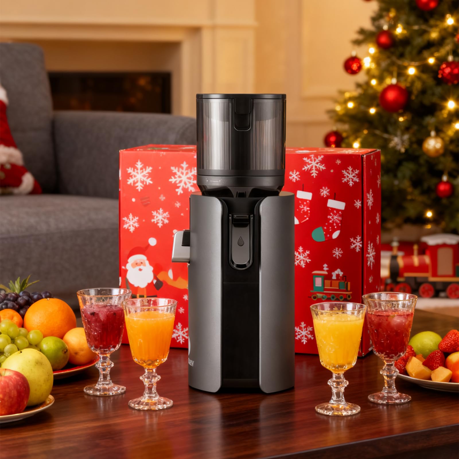 Ventray Estrattore di Succo a Freddo | Bocca Larga 120mm per Frutta e Verdura Intera Senza Preparazione | Sistema a Doppia Filtrazione | Facile da Pulire | 250W | 1.2L | Senza BPA | Nero
