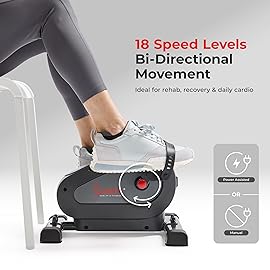 Sunny Health & Fitness Smart Motorized Mini Exercise Bike, Dual Function Portable Under-Desk Pedal Trainer for Low-Impact Cardio Home Workout, Free SunnyFit App Connection - SF-B024041