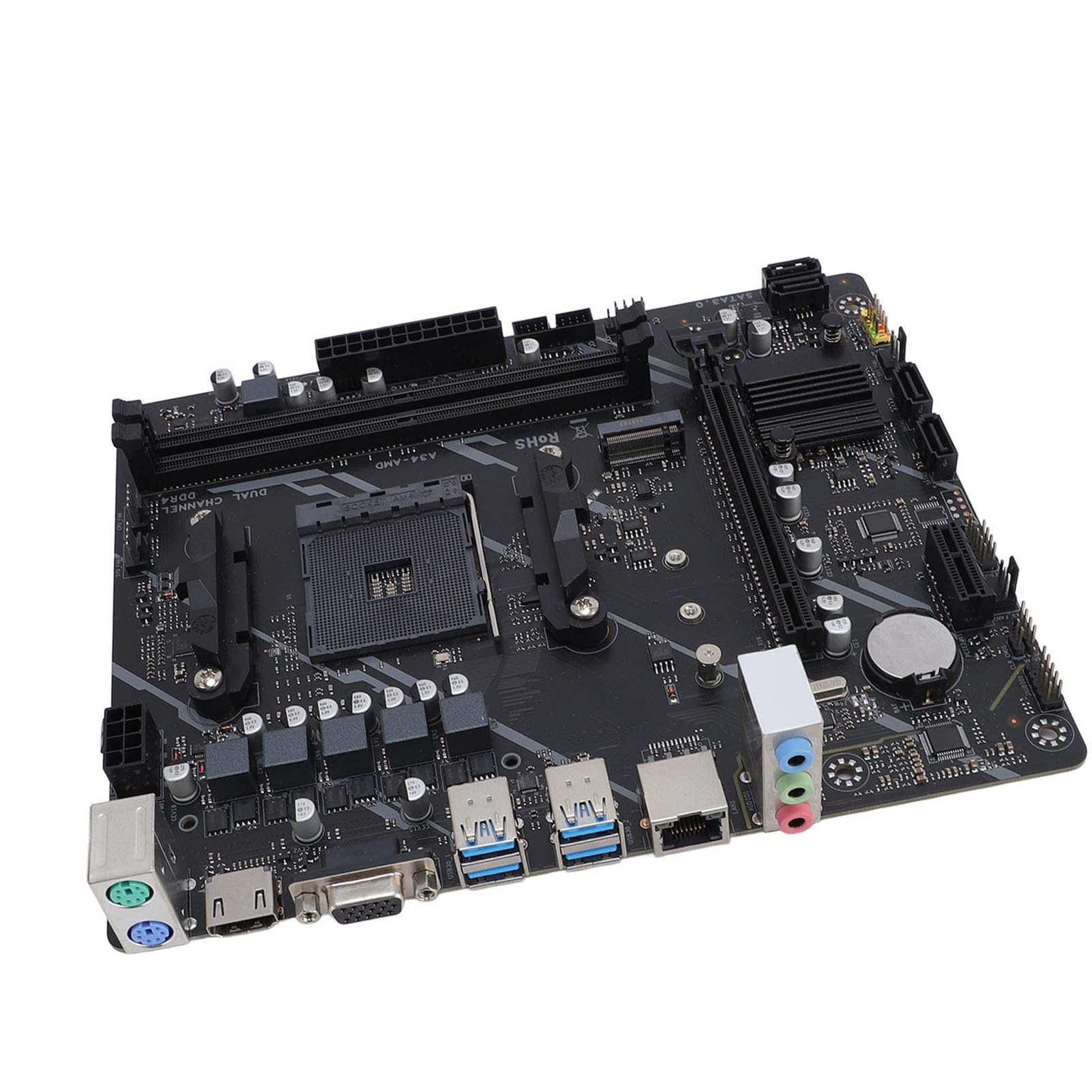 Fabater Scheda Madre B450, Supporta CPU di Prima Quinta Generazione Scheda Madre con Socket AM4 DDR4 da 64 GB a 2 e 5 Fasi, DDR4 con Slot M.2 NVME Gigabit Ethernet, per PC Desktop da Gioco