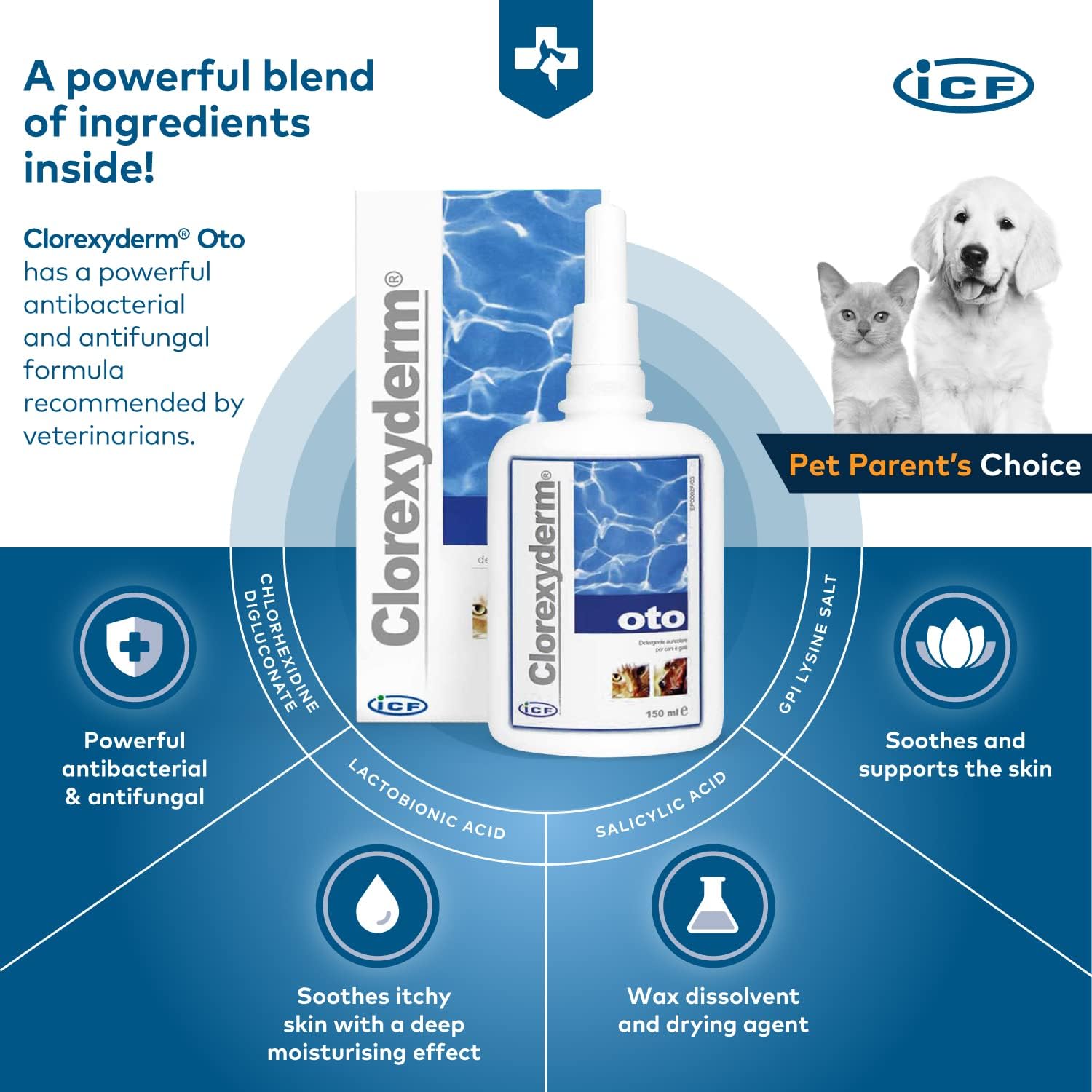 ICF Oto Ear Cleaner Solution for Dogs & Cat Ears Ear Cleaner & Wax