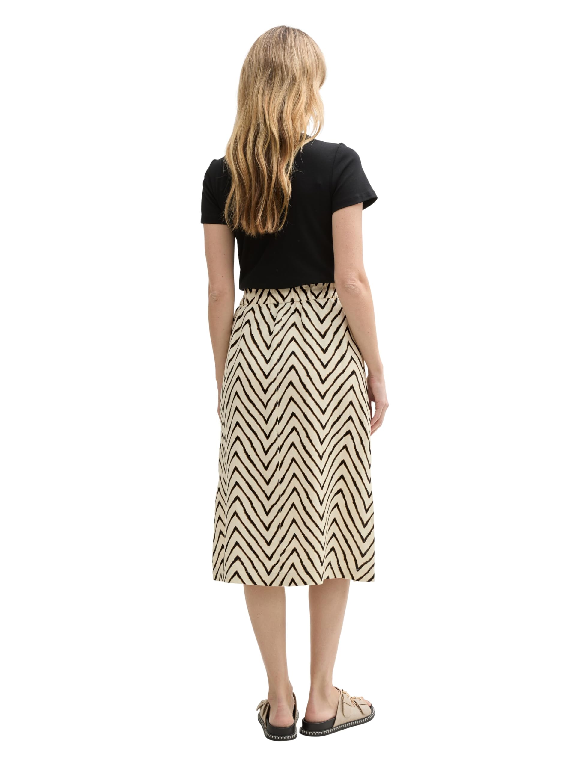 TOM TAILOR Damen High Waist Midi-Rock mit Leinenanteil