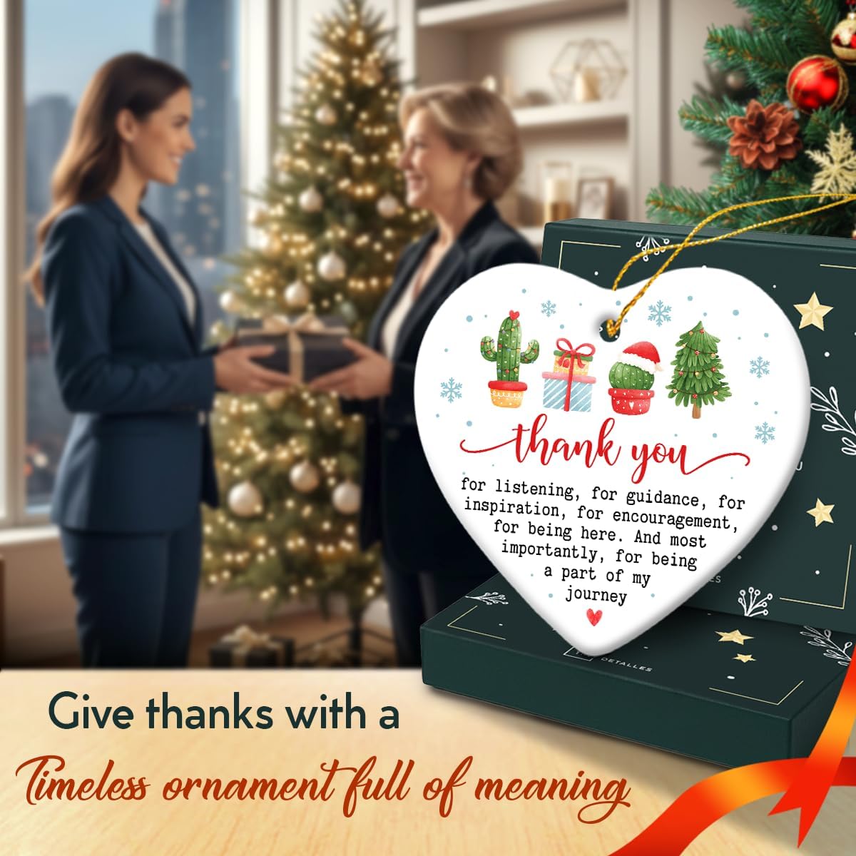 Thank You Ornament 2025 - Thank You Gifts for Women Men, Appreciation Gifts for Friends Coworkers Boss Teachers, Ceramic Christmas Ornament for Tree Decor - Holiday Keepsake & Xmas Gift Exchange Idea - Image 8