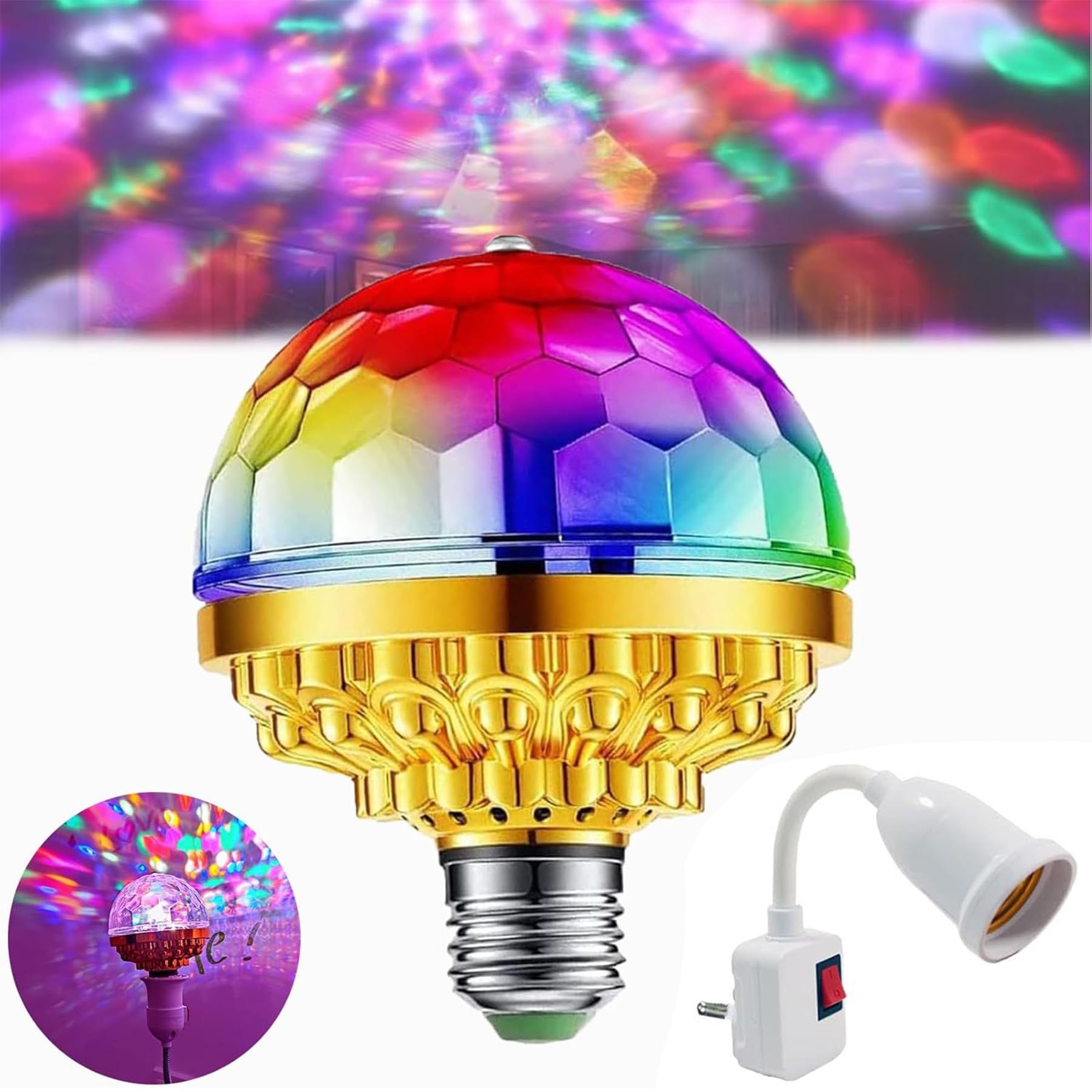 Luces Discoteca,Bola de Discoteca,Luz Discoteca,Bola Discoteca con Rotación de 360°,RGBP Efectos de luz,Luces Discoteca Para Casa,Bola Mágica Lámpara Etapa,Escenario Lámpara,Luces Fiesta Para Casa DJ