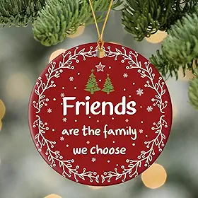 Enfeites para pendurar amizades, enfeites de Natal para mulheres, presentes para melhor amiga, árvore de Natal, amigos são a família que você escolhe, decorações redondas de acrílico