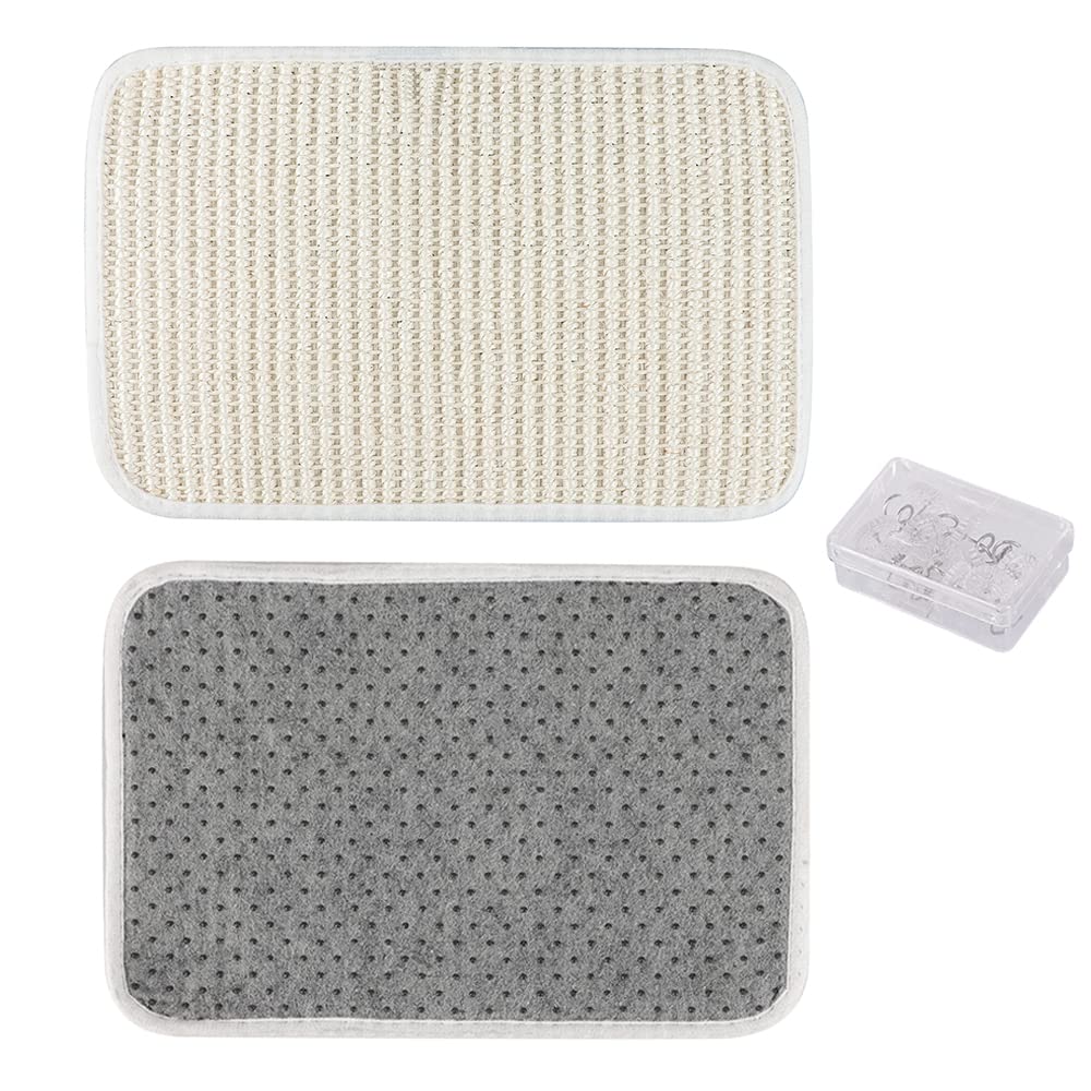 2PCS Cat Scratcher Mat Sofa Protector Natural Sisal Cat Scratching Mat Cat Scratch Couch Bed Corner Cover Heavy Duty Couch Guard Easy Installation Scratch Pad Grinding Claws(Beige Small) 4