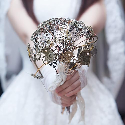 Miniatura 7 de ZOOFOX - Juego de 113 piezas de engranajes mixtos de bronce vintage para reloj, colgante de metal Steampunk para manualidades, accesorio de