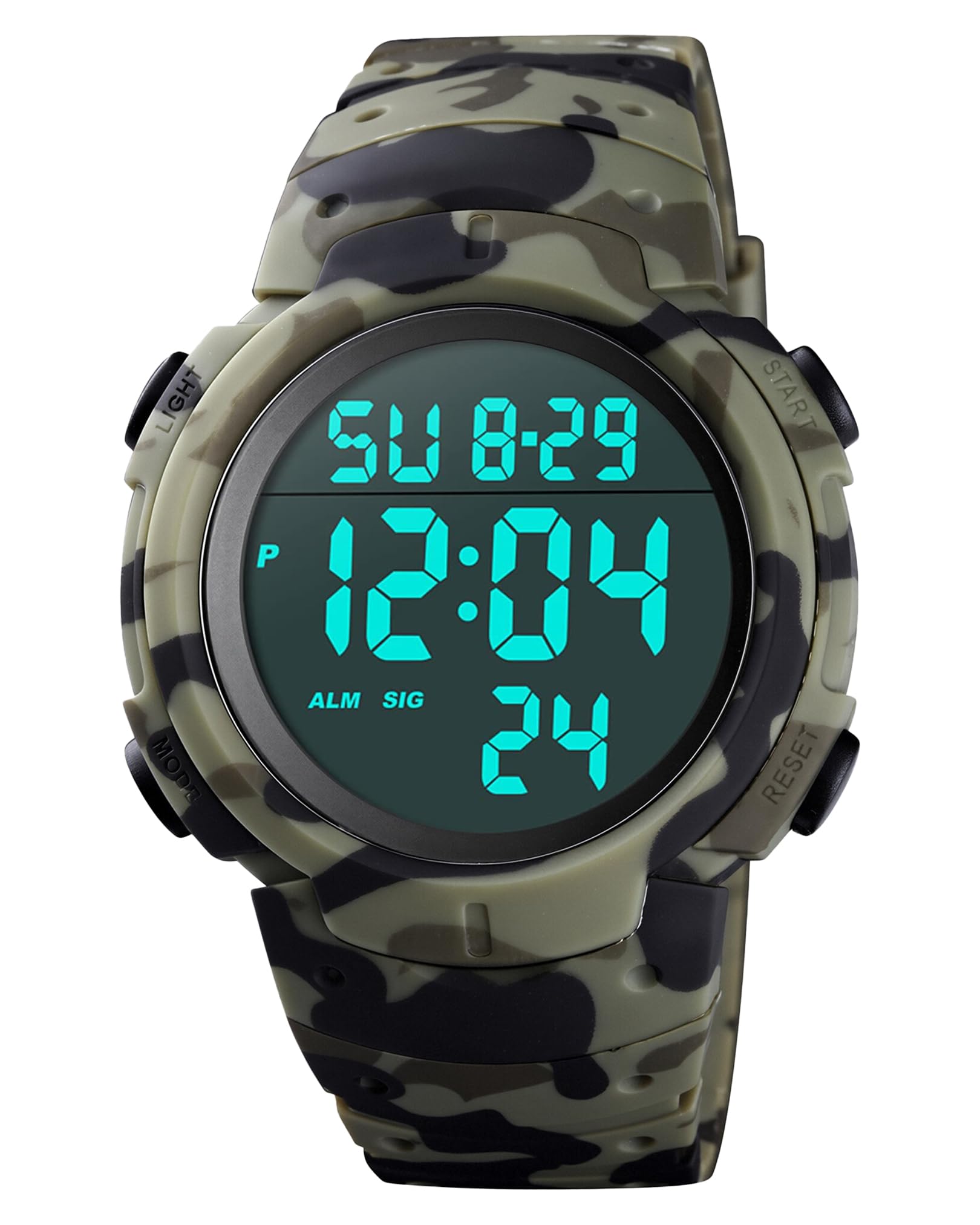 Mens Digital Sports Watch LED Screen Large Face Military Watches for Men Waterproof Casual Luminous Stopwatch Alarm Simple Army Watch