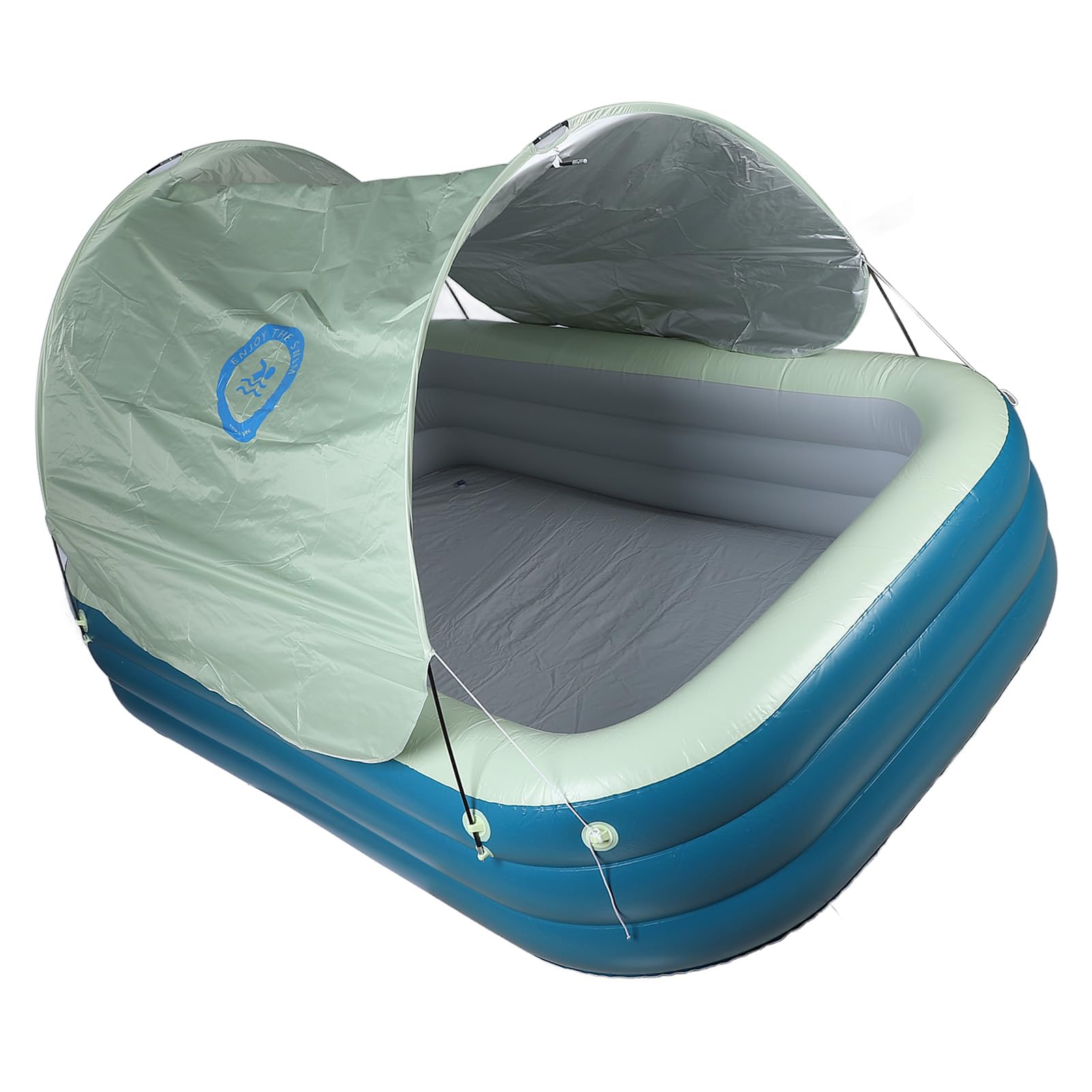 Piscina Inflable, Piscina Inflable de PVC de Gran Capacidad, con Dosel y Tobogán Acuático para Adultos, Niños, Jardín, Patio Trasero, Patio de Juegos Al Aire Libre (Green)