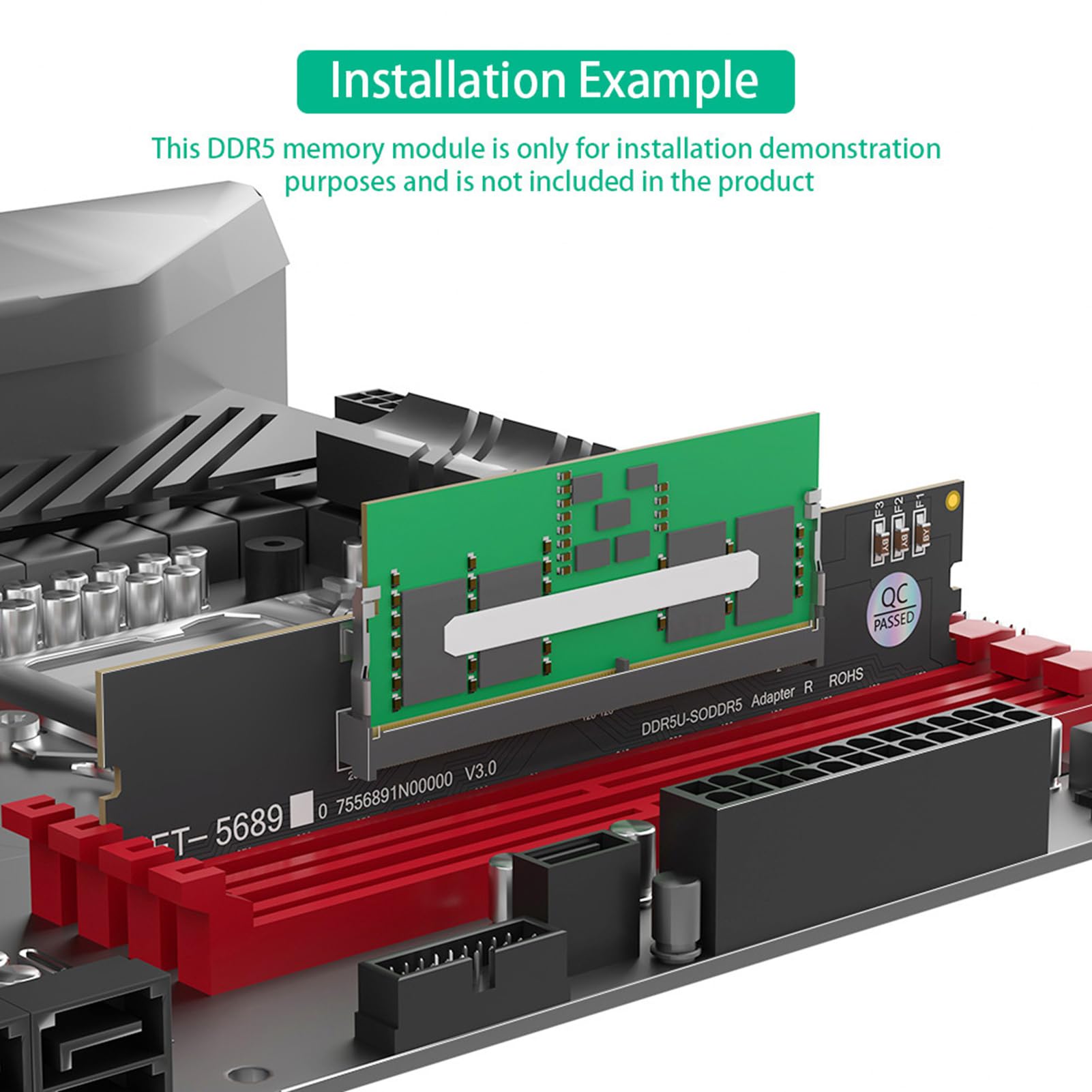 SEAFRONT Adapter DDR5 U-DIMM na SO DDR5 RVS Konwerter Pamięci Laptopa na Komputer Stacjonarny do Naprawy Komputera z Bezpiecznym, Stabilnym środowiskiem Testowym