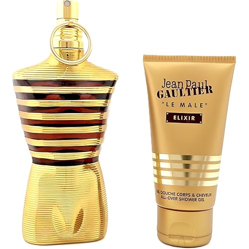 Le Male Elixir by Jean Paul Gaultier for Men - 2 Pc Gift Set 4.2oz Parfum Spray, 2.5oz Shower Gel