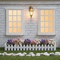 Vista 3 de iLAND Accesorios a escala 1/12 de ventanas de casa de muñecas, 2 piezas de madera maciza blanca, suministros de construcción de casa de muñecas, kit