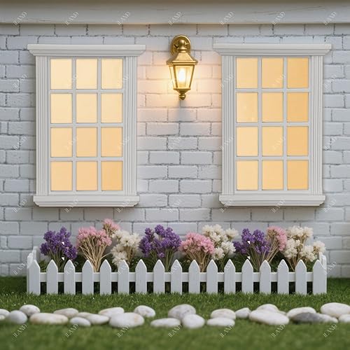 Miniatura 3 de iLAND Accesorios a escala 112 de ventanas de casa de muñecas, 2 piezas de madera maciza blanca, suministros de construcción de casa de muñecas, kit