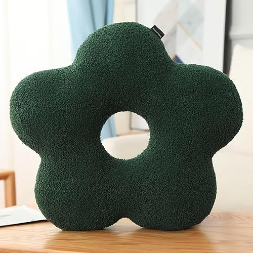 Almohada con forma de flor verde de 18 pulgadas, almohadas de flores de estilo nórdico, almohadas decorativas con bonito cojín de suelo de flores