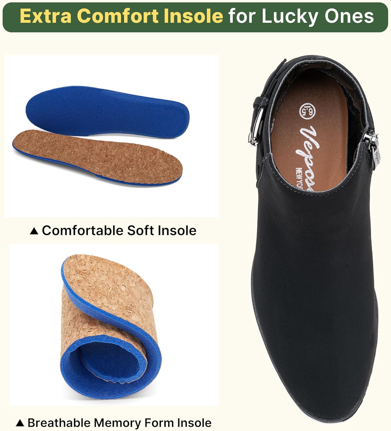 Vepose Women's Short Ankle Boots Low Heel, Western Cutout Perforated Booties - Image 4