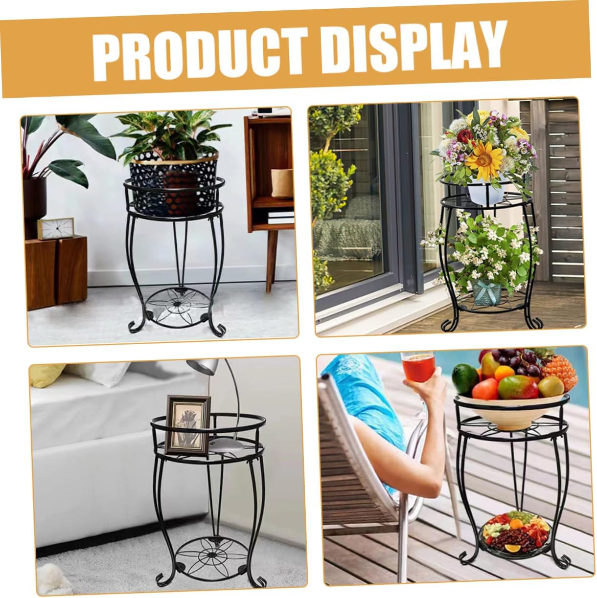 Double Tier Plant Stand Metal Potted Holder Rack for Use Heavy Duty Flower Display Stand for Balcony Patio Room and Garden