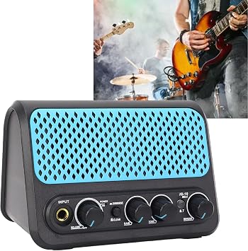 iG-10Mini Small Guitar Amplifier, 10W Desktop Electric Guitar Practice Speaker with 2Pcs 1.75 Inches Speaker Unit, Bluetooth 5.0, Clean and Distortion Channels, Headphone Output