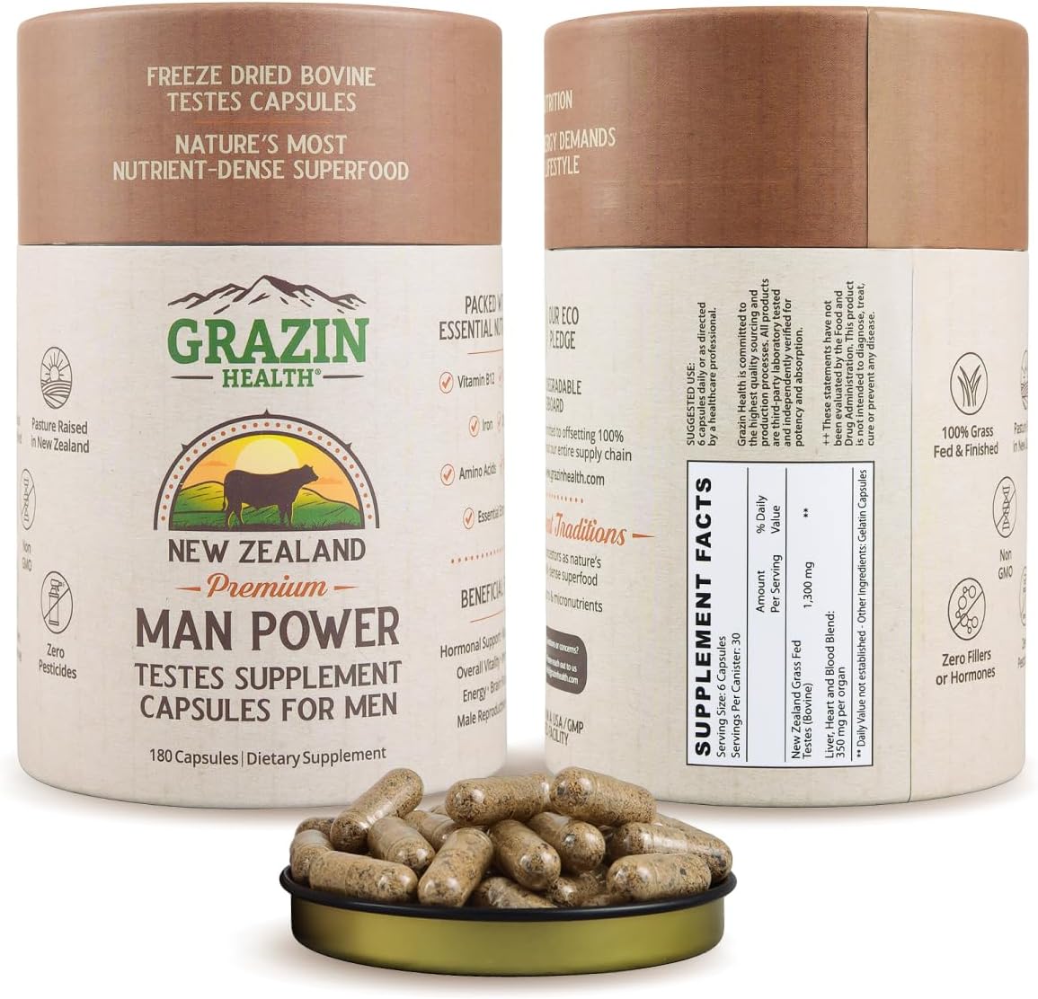 Grass Fed Bovine Testes Man Power Capsules (30 Day Supply)