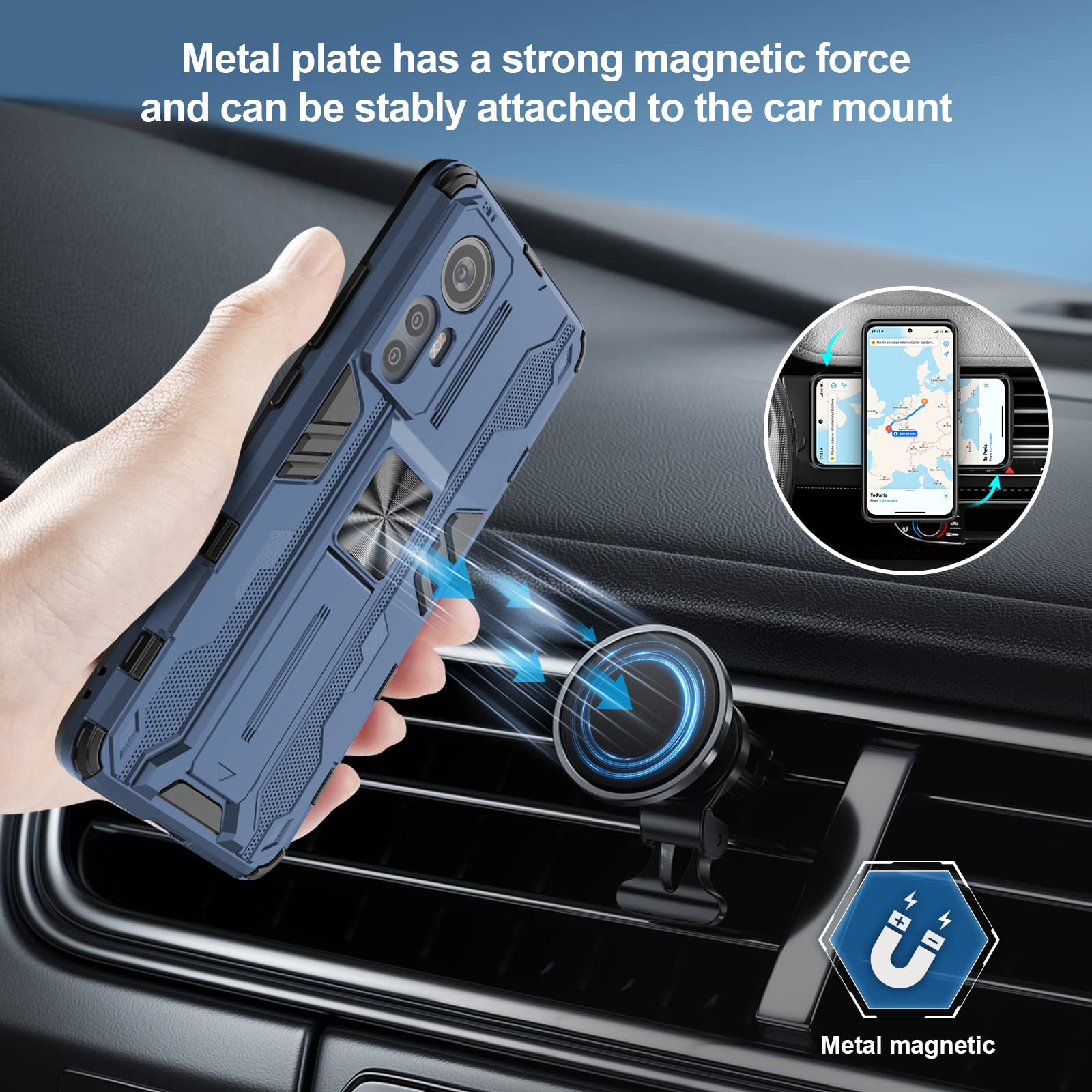 Funda para Xiaomi Redmi Note 15 Pro 5G, Carcasa Antigolpes con Soporte anular metálico, Case Protectora de Grado Militar, Azul — view 660