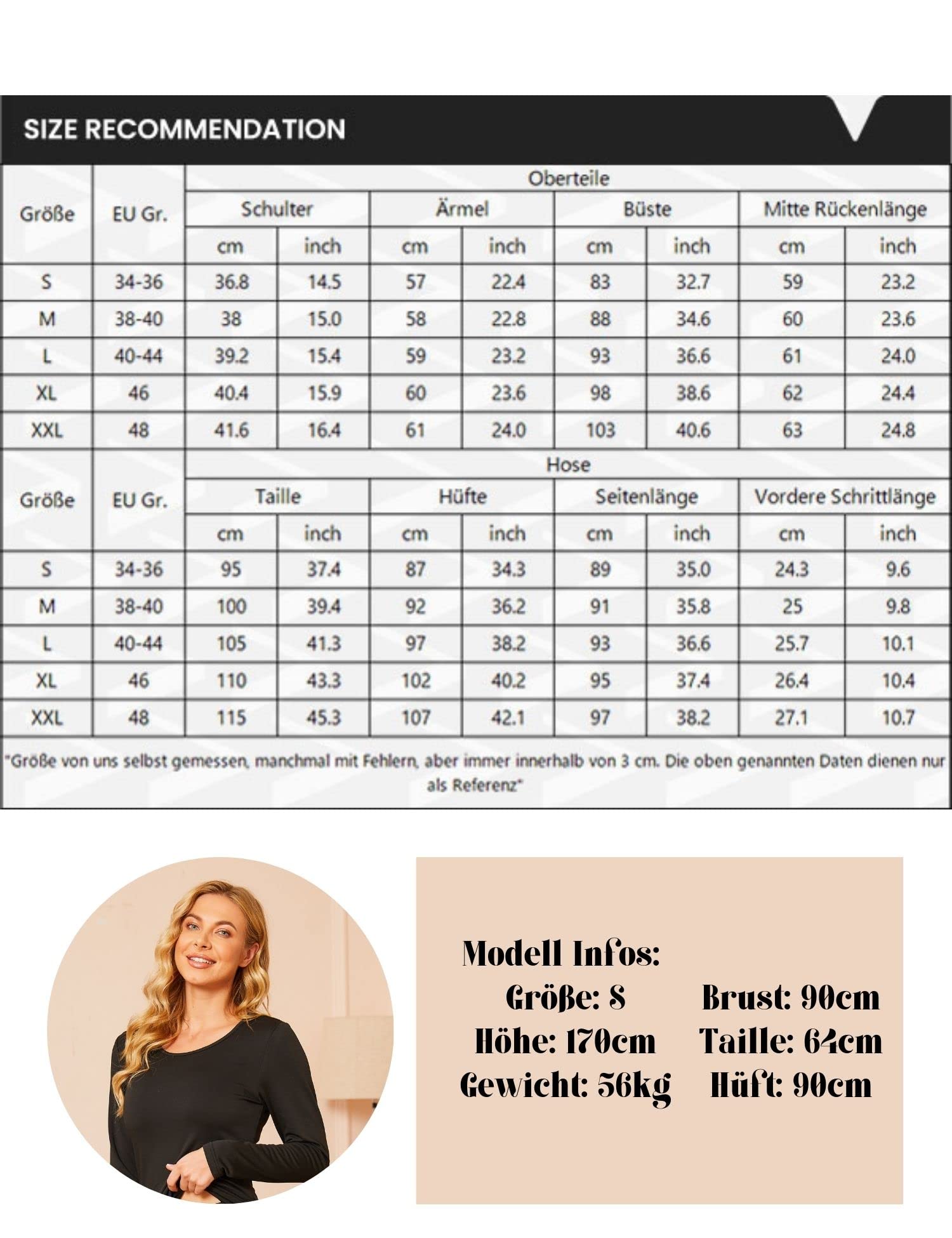 Ekouaer Pyjama thermique pour femme - Intérieur en polaire thermique - 2 pièces - Pour l'hiver