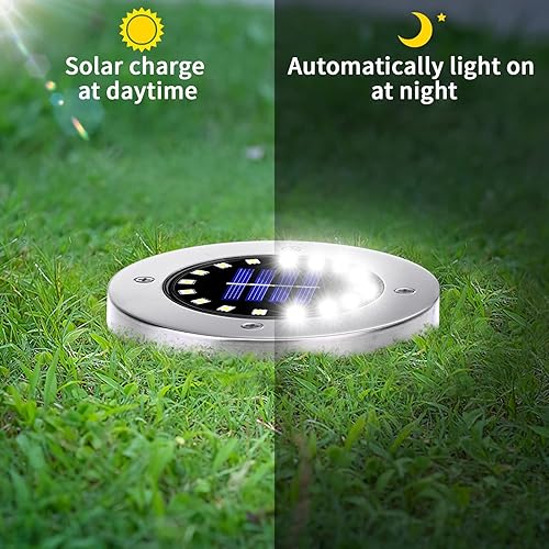 Miniatura 4 de NFESOLAR Paquete de 16 luces solares para exteriores, 16 luces LED solares brillantes para el suelo, luces impermeables para caminos, jardín, patio,