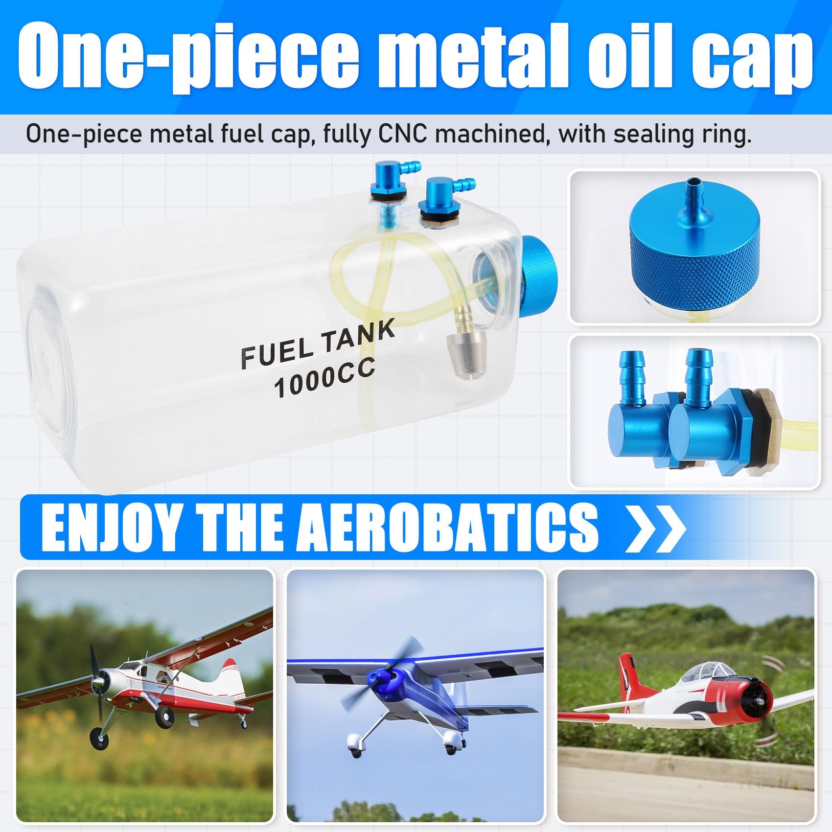 Kraftstofftank Benzin Transparente Plastikflasche 1000CC CNC für RC Gas und Nitro Flugzeug