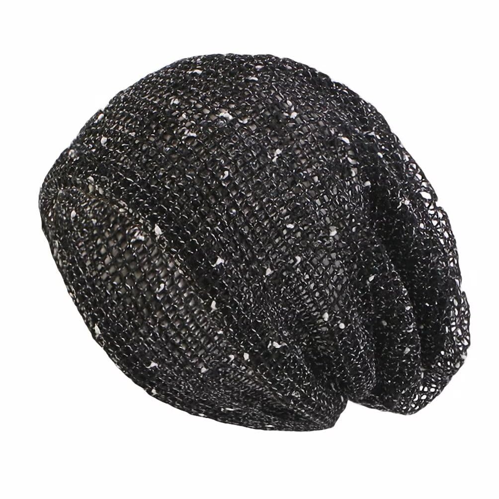 Plancholo Women's Black Flower Skullies Beanies Lace Bonnet Cap Casual Beanies Hat Chemo Cap For