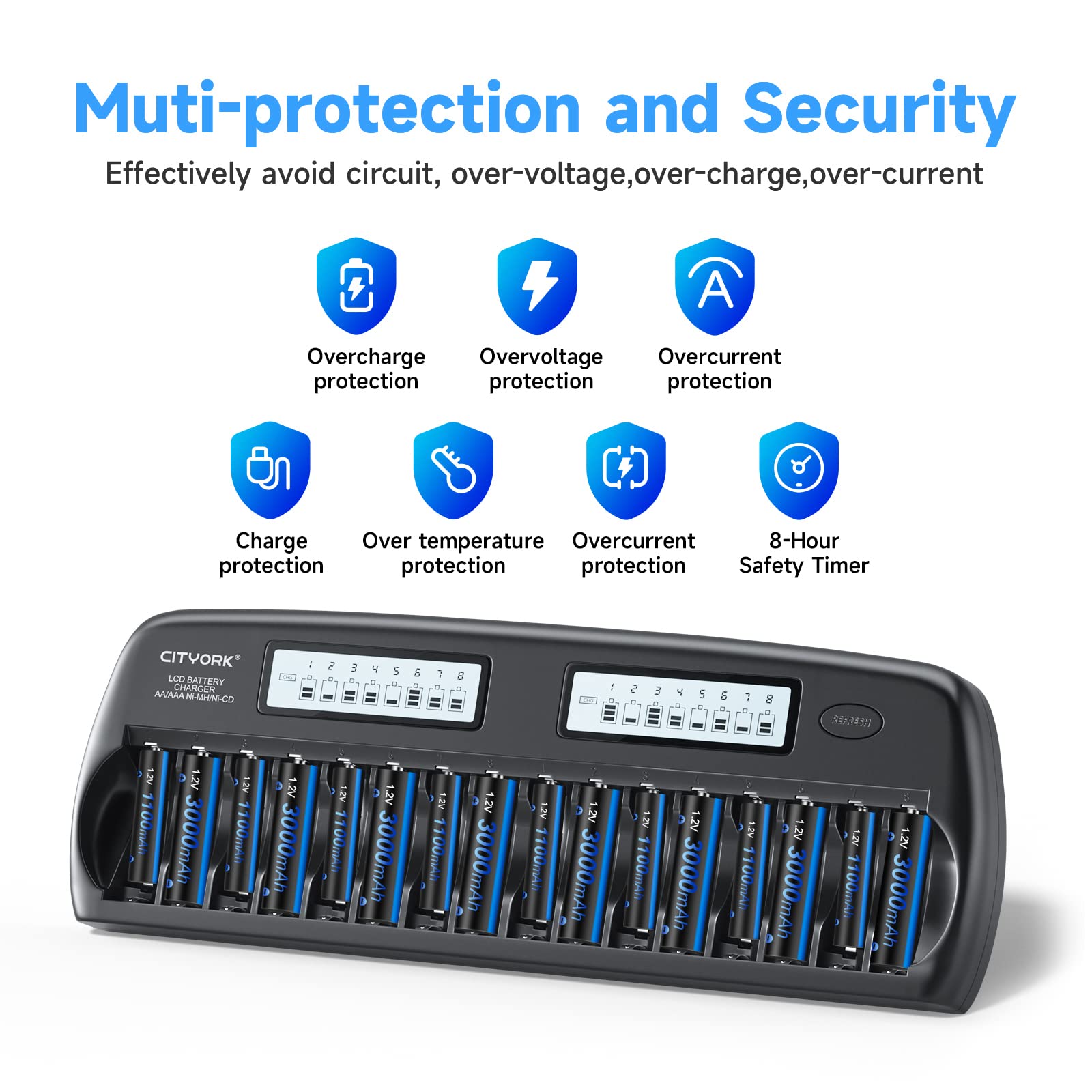 CITYORK 16 Pack AA 3000mAh 1.2V Ni-MH Rechargeable Batteries - View #2