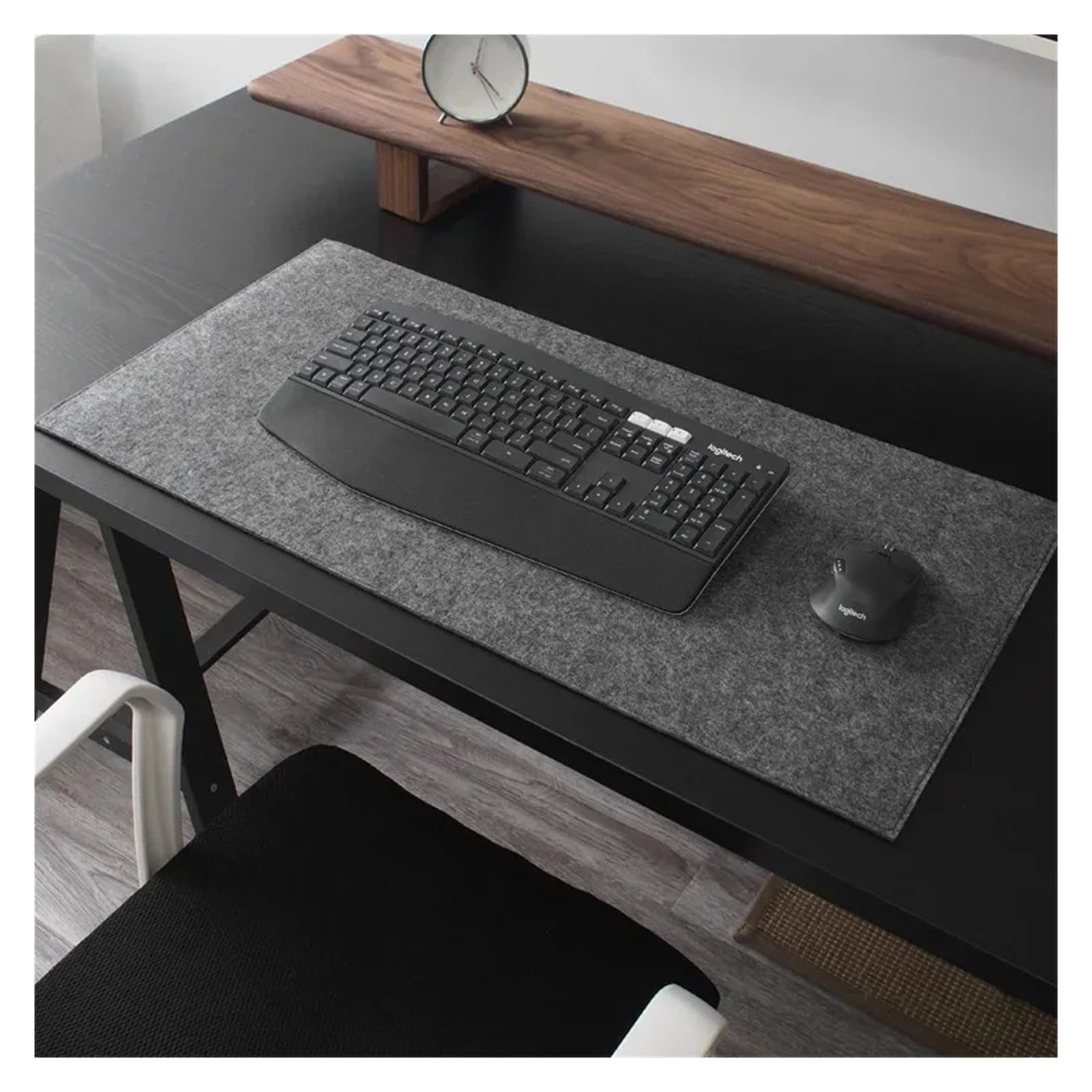 Fieltro Adhesivo Alfombrilla de ratón for Escritorio Fieltro Lana | Oficina en casa del cojín del ordenador portátil del teclado del juego antideslizante XXL(LightGray,80x40 cm)
