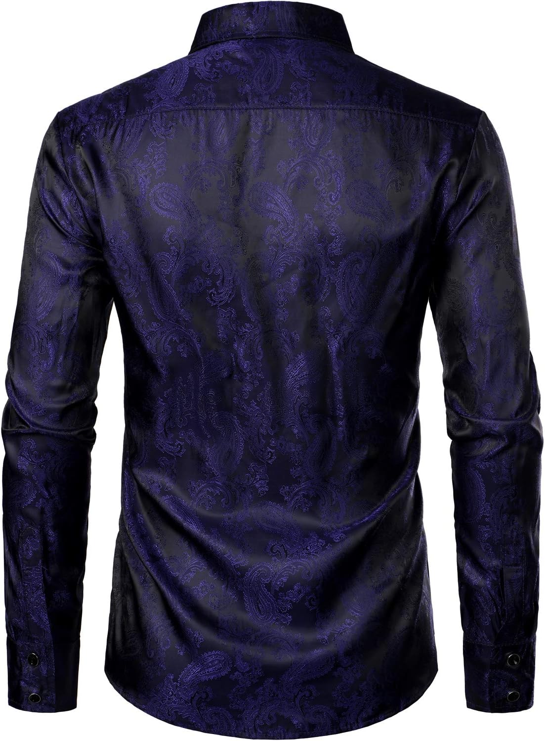 ZEROYAA Men's Paisley Jacquard Slim Fit Long Sleeve Button Up Dress Shirt for Party Prom - Image 4