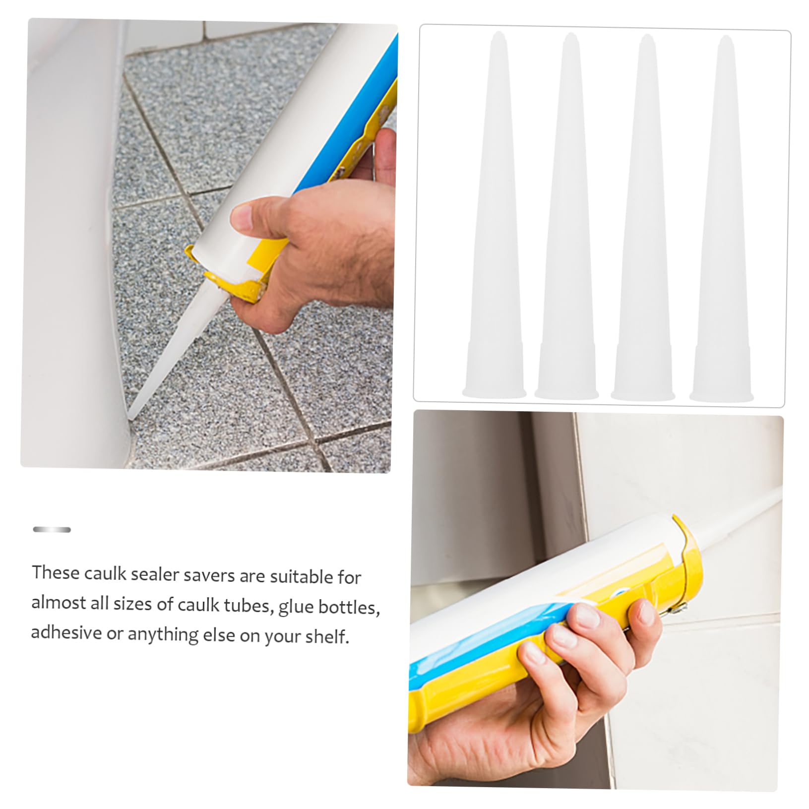 ARTIBETTER Caulking Device Accessories Reusable Glass Glue Nozzles 60 Pcs Sealant Tube Nozzle Caps