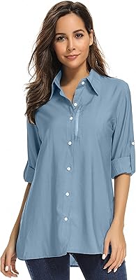 女式 UPF 50 长袖防晒衬衫速干户外钓鱼徒步旅行衬衫