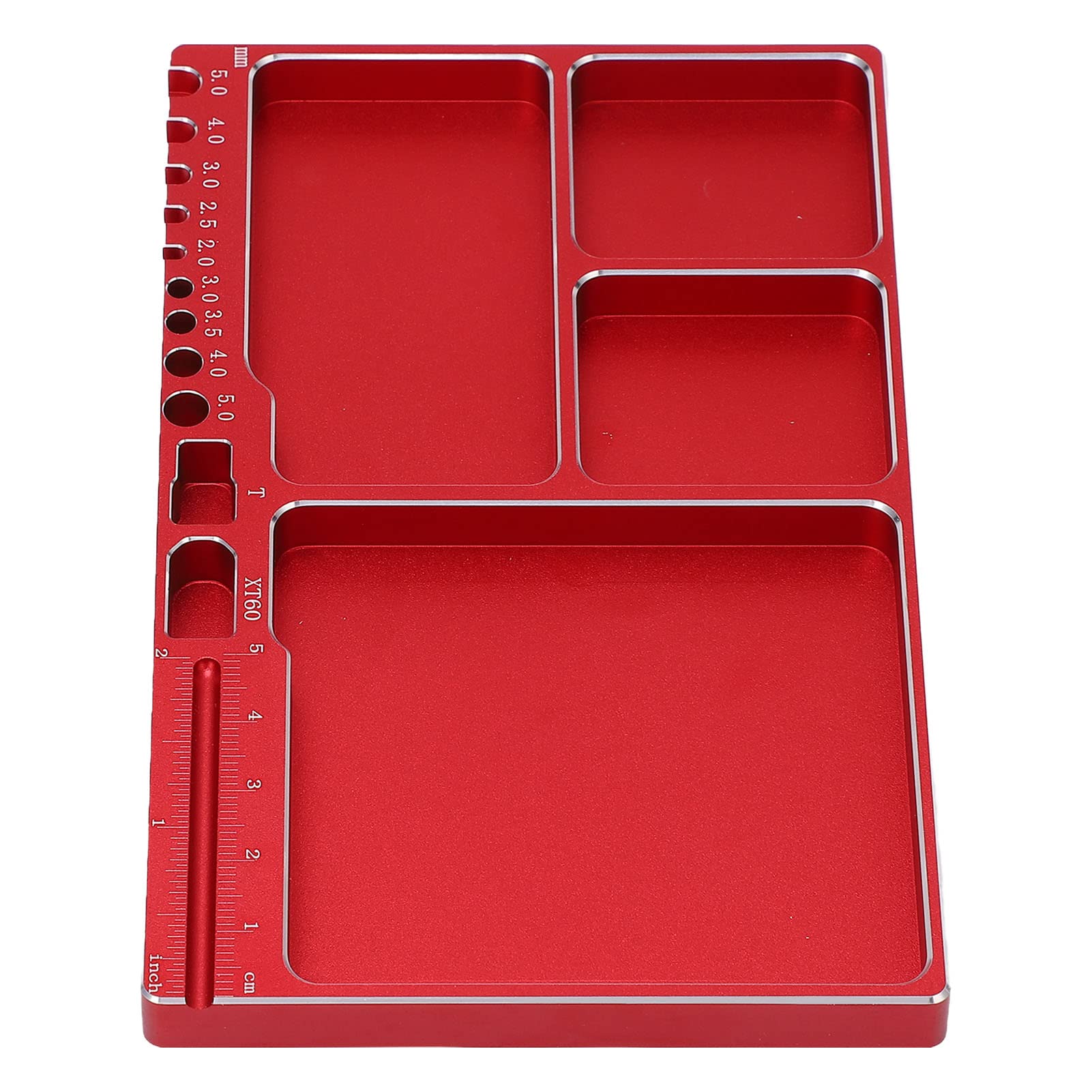 WGFOIP Magnetic Screw Tray Aluminium Alloy Magnetic Adsorption Widely Used Magnetic Parts Tray with Magnetic Pad for RC Repair Magnetic Bowl for Screws(Red)