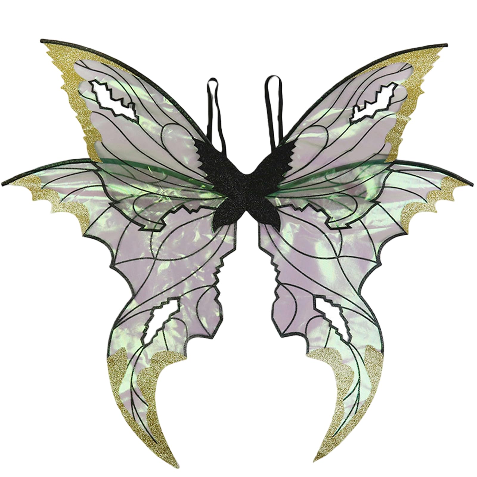 Fairy Wings for Adults Women Sparkling Sheer Butterfly Wing (Black, M)
