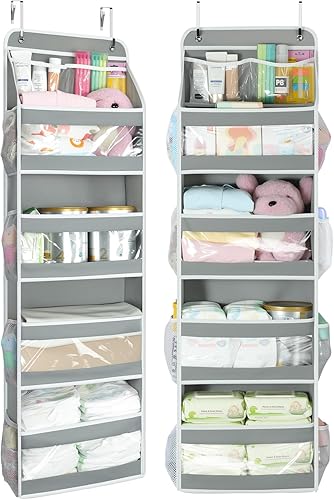 Miniatura 20 de Yecaye Organizador de 6 niveles sobre la puerta con contenedor desmontable, organizador para colgar en la puerta con ventanas transparentes,