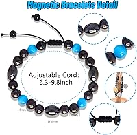 Vista 27 de Hion Paquete de 2 tobilleras de terapia de hematita para mujeres/hombres