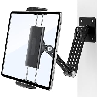 Tablet Wandhalterung aus Aluminium, 3-Fach 360° Schwenkbar, Höhenverstellbar & Faltbar Tablet Halterung Wand, Kompatibel mit iPhone, iPad Pro/Air/Mini, Galaxy Tab, Switch (4.7-13 in) - Amazon product rated Grade B