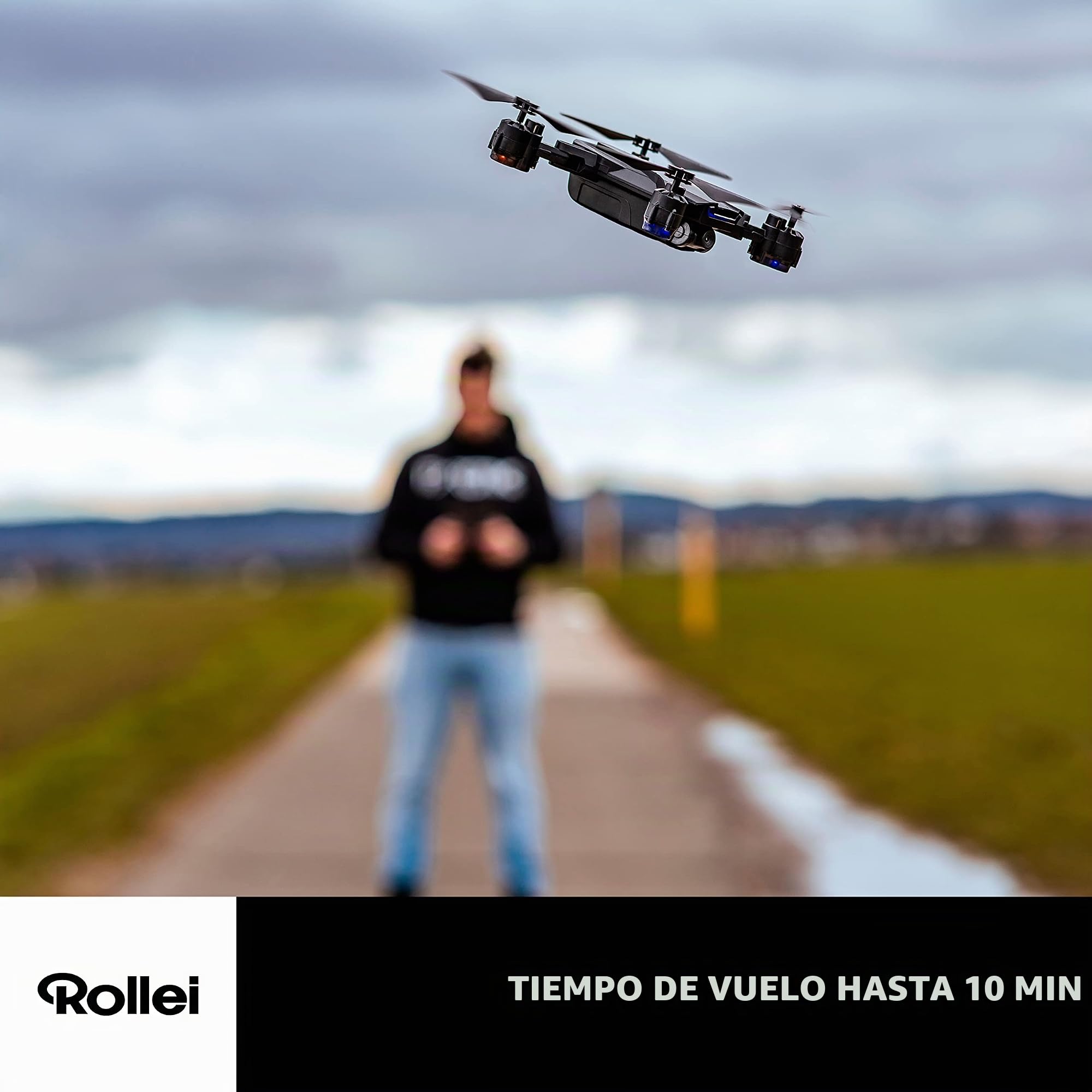 Rollei Fly 60 Combo Drone, transmisión de imagen WiFi en vivo, giroscopio de 6 ejes, tiempo de vuelo largo, control de aplicación e incluye servicio remoto