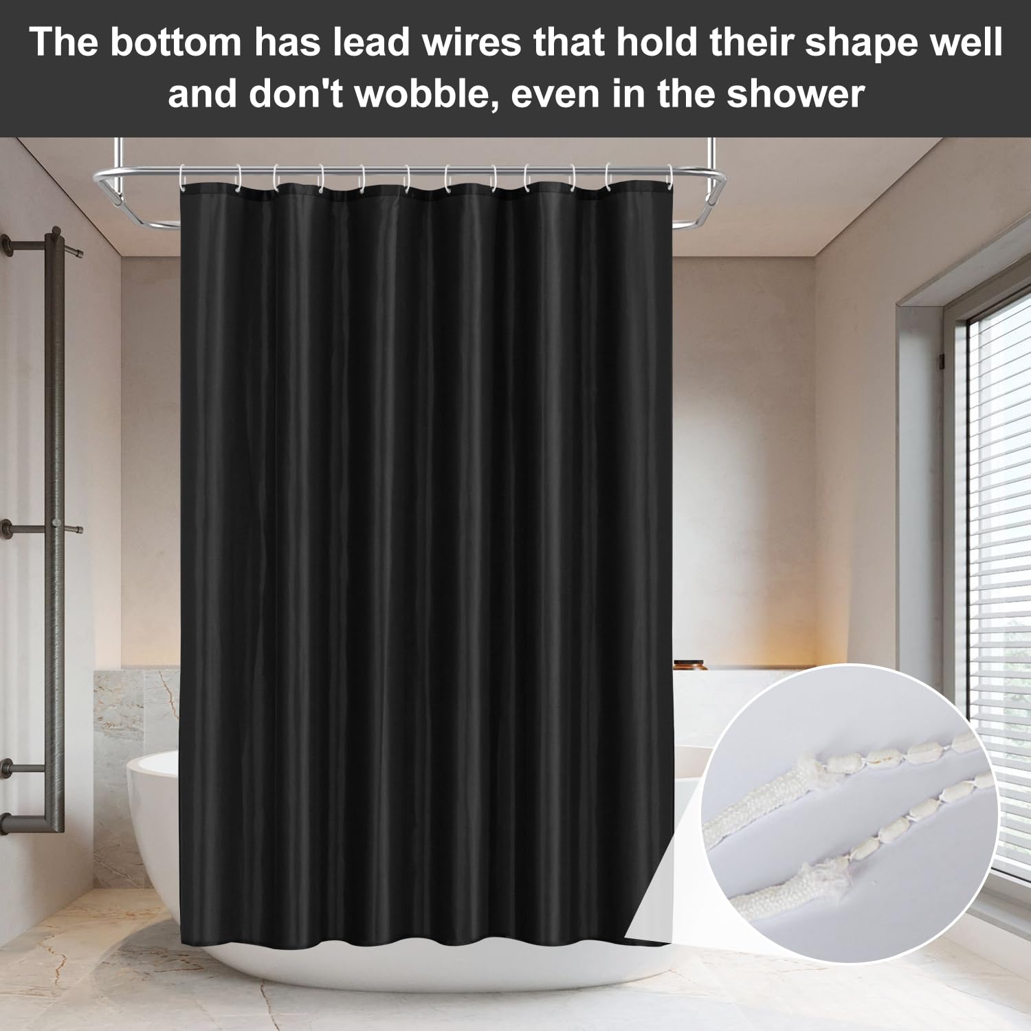 Tenda Da Doccia In Poliestere 120x200 Cm - Impermeabile, Anti-Muffa, Con 8 Ganci, Bianco - Foto 10