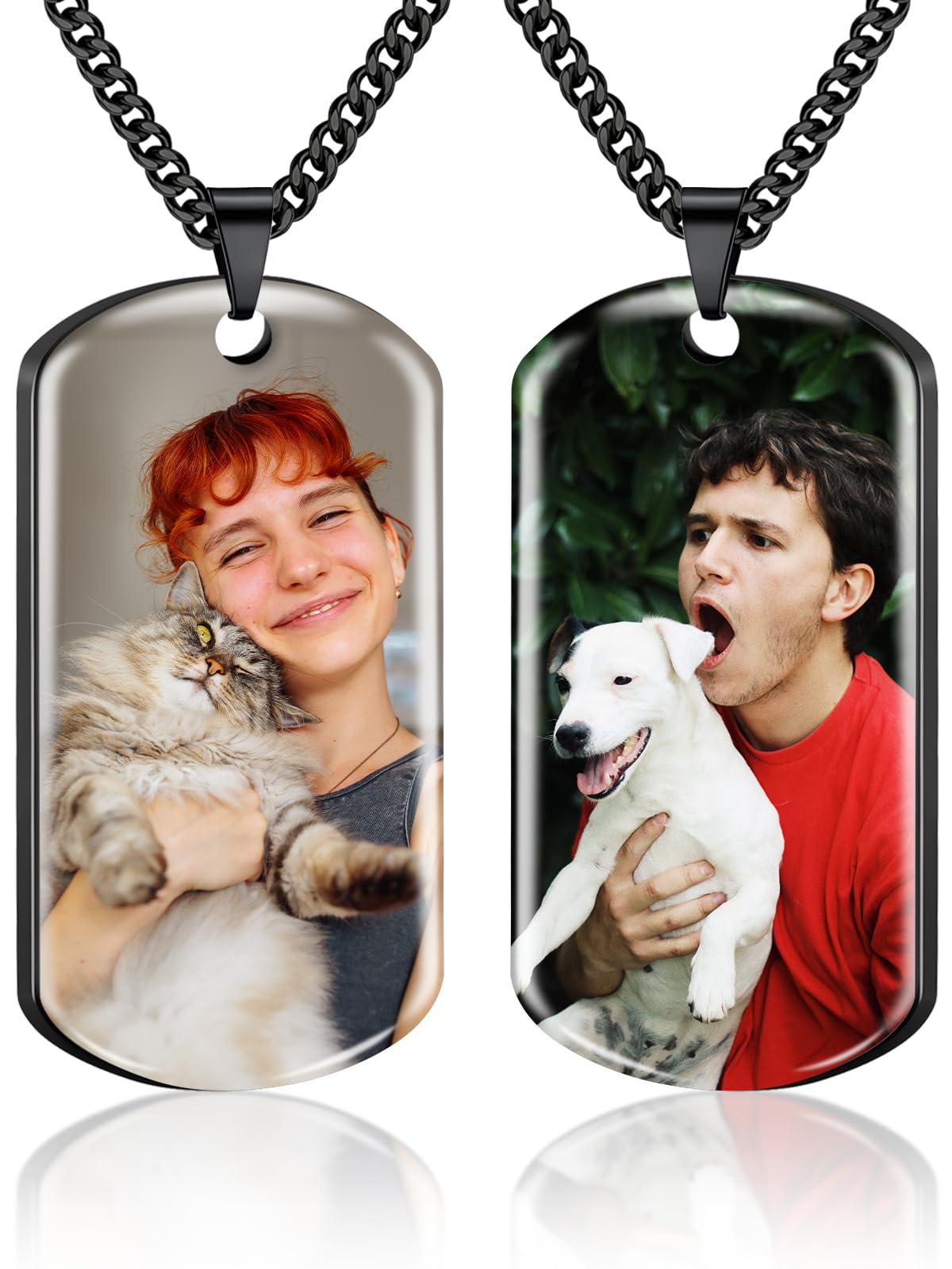 CDBUY Picture Necklace Personalized Photo - Custom Engraved Text Dog Tags Necklaces, Customized Gifts for Men Women