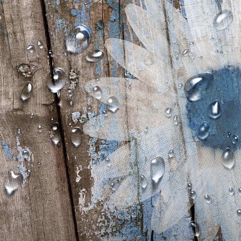 Rustic Daisy Shower Curtain, Blue Brown Floral Shower Curtain Set for Bathroom, Country Farmhouse Spring Fabric Shower Curtain Restroom Bathtub Decor Accessories with Hooks 69X 75 inch