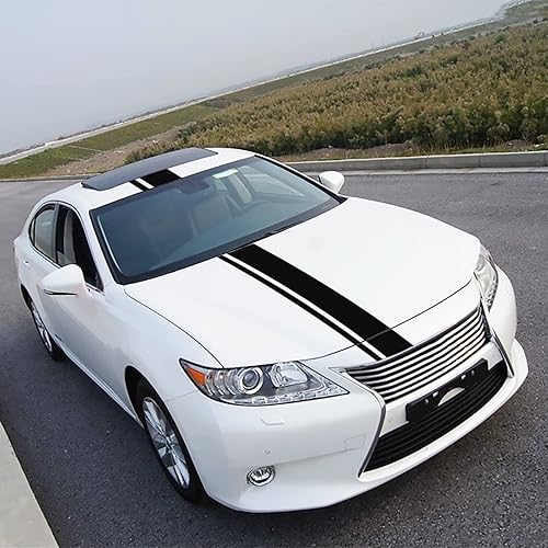 Miniatura 5 de 3 piezas de calcomanías de vinilo con diseño de rayas deportivas modificadas para el capó, el cuerpo y el techo del coche, gráficas, decorativas,