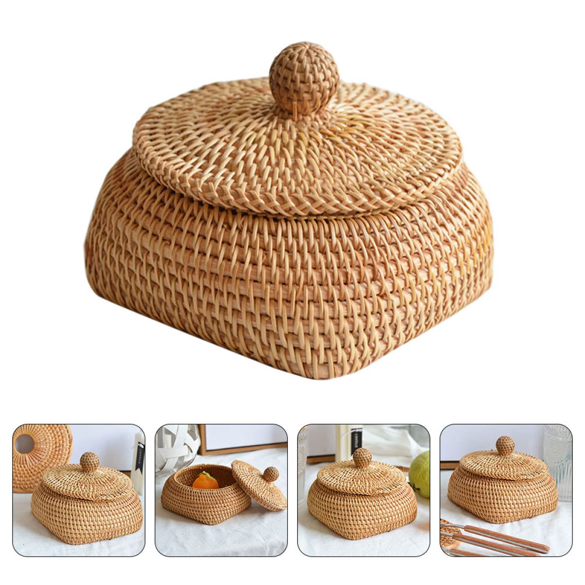 Cabilock Wicker Baskets for Organizing, Large and Small Wicker Storage Baskets Set, Hand Woven Baskets for Storage,Cube Rustic Hand Serving Organizing Toys Organizer Clothes