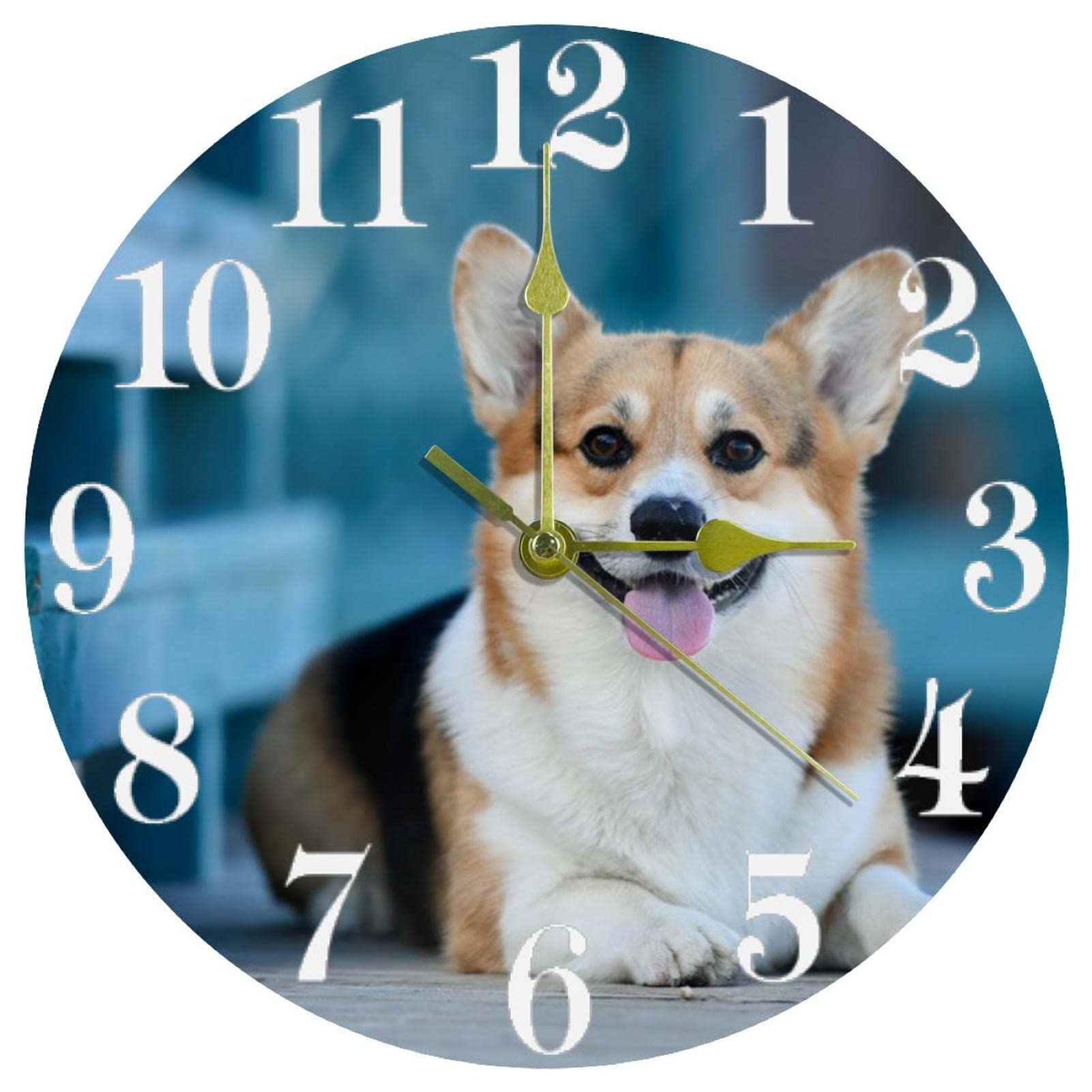 Horloge murale ronde Corgi quartz silencieuse sans tic-tac pour maison et bureau