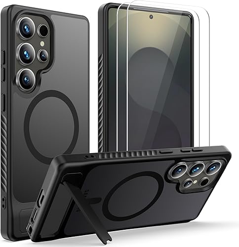 Mangix for Samsung Galaxy S25 Ultra 5G Phone Case,Invisible Stand Slim with 2-Pa