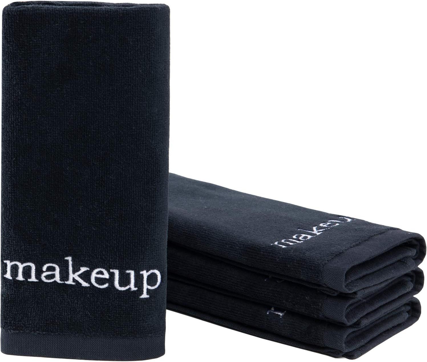 Truly Lou Luxury Black Makeup Removal Towel Set | Oversized Ultra Soft Cotton That's Gentle on Skin | Perfect for Face Wash and Removing Eyeliner, Mascara, Foundation | Machine Washable (Set of 4)
