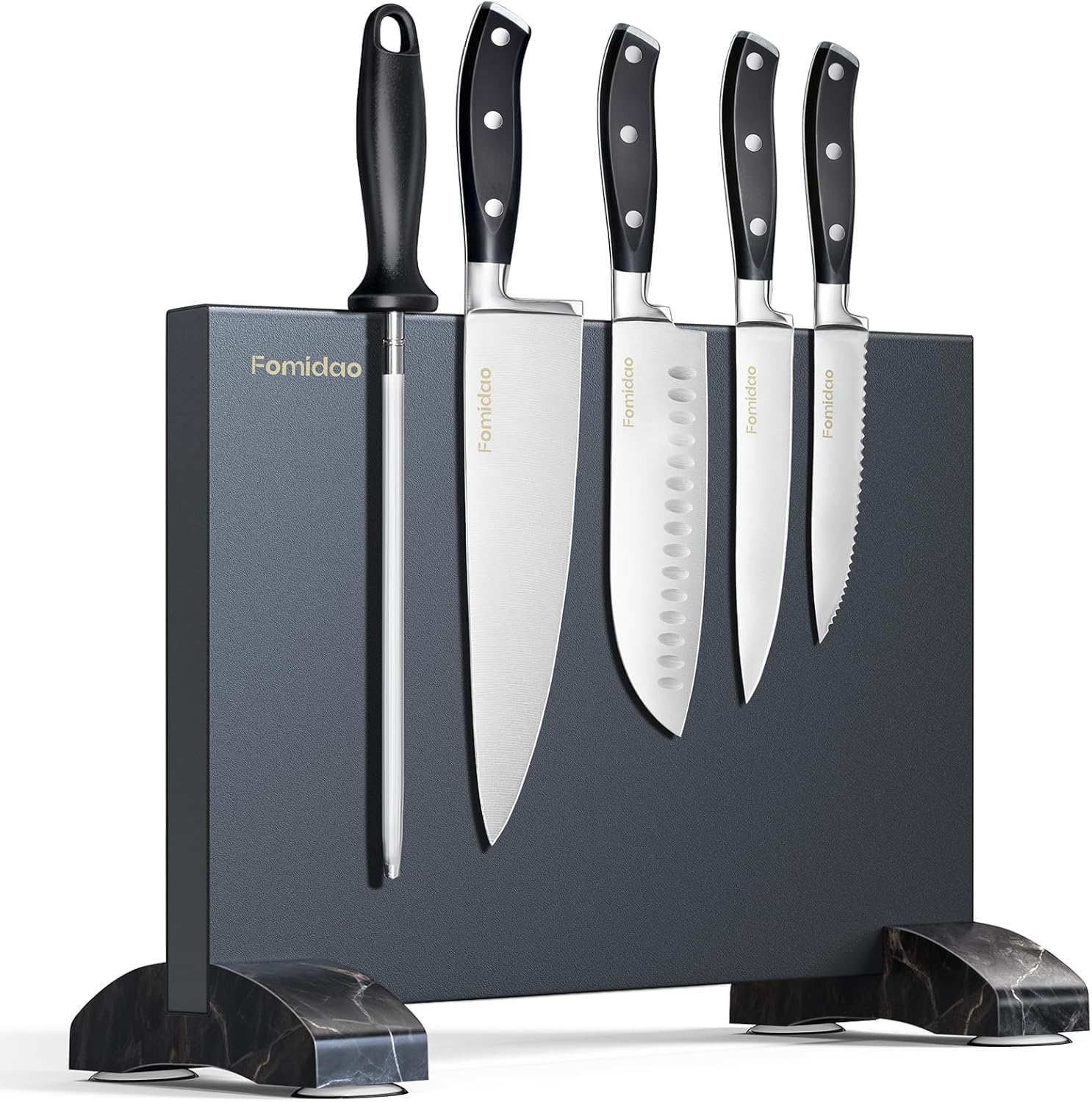 6 Pieces Knife Set with Magnetic Block,Ultra-Sharp High-carbon Steel Kitchen Knife Set, Professional Knife Block Set with Ergonomic Handle and Sharpener