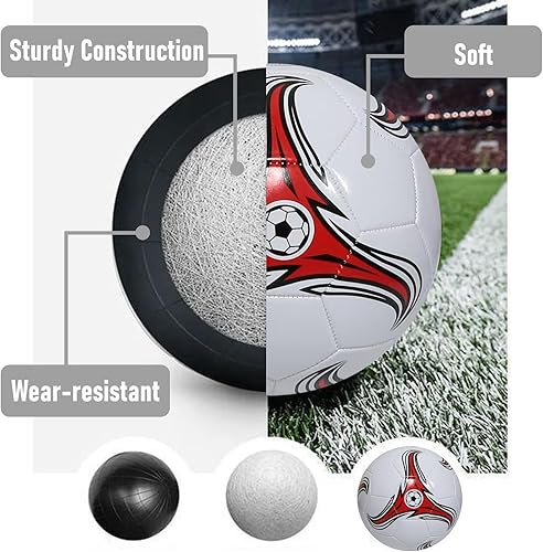 Miniatura 5 de Youlina Paquete de 6 pelotas de fútbol de Navidad desinfladas con bomba, pelotas de fútbol a granel, pelotas de fútbol clásicas con bolsa deportiva