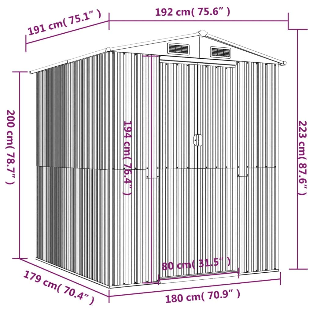 Générique Abri de Jardin Marron foncé 192x191x223 cm Acier galvanisé,Maison & Jardin,Pelouses & Jardins,Vie en extérieur,Structures extérieures,Cabanes & abris de Jardin,3147460